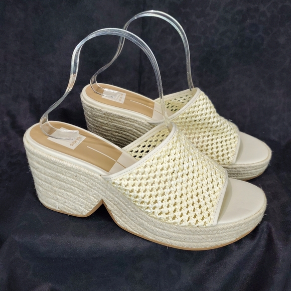 Dolce Vita Womens Saydie Cream Raffia Slip On Wedge Platform Sandals  Size 9.5 - Picture 5 of 15